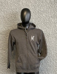 Sweat Coton Gris Zippé à Capuche